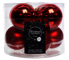 Boule en verre 7 cm (Brillant - Mat) (Paquet de 8) Rouge