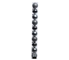 Boule en plastique 6 cm (Brillant - Mat - Paillettes) (Paquet de 10) Argent