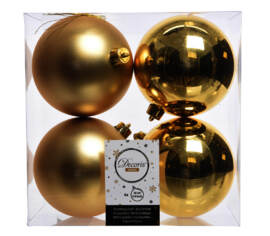 Boule en plastique 10 cm (Brillant - Mat) (Paquet de 4) Or clair