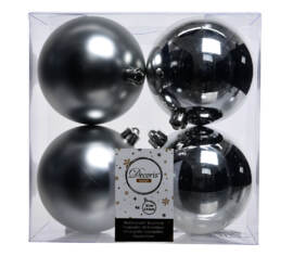 Boule en plastique 10 cm (Brillant - Mat) (Paquet de 4) Argent