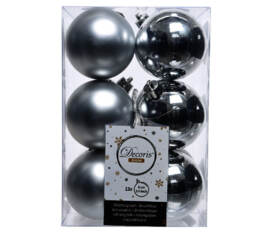 Boule en plastique 6 cm (Brillant - Mat) (Paquet de 12) Argent