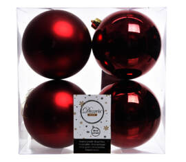 Boule en plastique 10 cm (Brillant - Mat) (Paquet de 4) Bordeaux