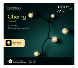 Lumières Extérieures DEL Boules 120 lumières 29,5' Blanc chaud avec fil noir