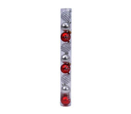 Boule en verre 3 cm (assortis) (Paquet de 9) Rouge et blanc