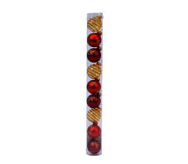 Boule en verre 3 cm (assortis) (Paquet de 9) Rouge et or