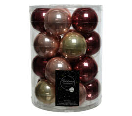 Boule en verre 6 cm (Brillant - Mat) (Paquet de 20) Perle - Rose velours - Rose tendre