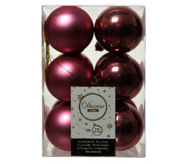 Boule en plastique 6 cm (Brillant - Mat) (Paquet de 12) Rose velours