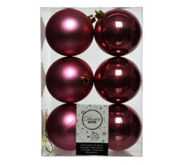 Boule en plastique 8 cm (Brillant - Mat) (Paquet de 6) Rose velours