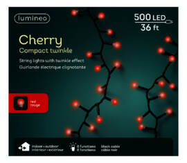 Lumières Extérieures DEL Cerise 500 lumières 36' Rouge avec fil noir