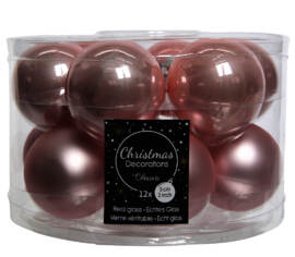 Boule en verre 5 cm (Mat) (Paquet de 12) Rose poudre
