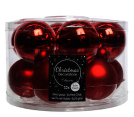 Boule en verre 5 cm (Mat) (Paquet de 12) Rouge Noël