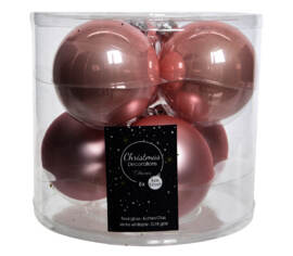 Boule en verre 8 cm (Brillant - Mat) (Paquet de 6) Rose poudre