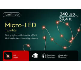 Lumières Extérieures DEL Micro 240 lumières 40' Rouge avec fil argent