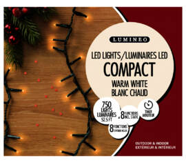Lumières Extérieures DEL Riz 750 lumières (avec minuterie et 8 fonctions) 52' Blanc chaud