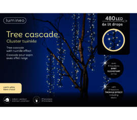 Lumières Extérieures DEL Arbre en cascade 480 lumières Blanc chaud avec fil noir