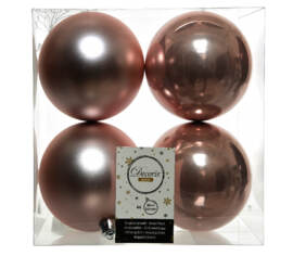 Boule en plastique 10 cm (Brillant - Mat) (Paquet de 4) Rose poudre