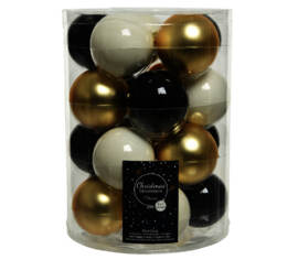Boule en verre 6 cm (Brillant - Mat) (Paquet de 20) Noir, Or et Blanc