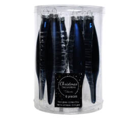 Stalactite en verre 15 cm (Brillant - Mat) (Paquet de 6) Bleu Nuit