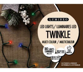 Lumières extérieures DEL 180 lumières avec 8 fonctions 1350 cm Multicolores sur fil vert