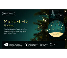 Branche illuminée micro DEL (672 lumières scintillantes) 210 cm Blanc chaud sur fil vert