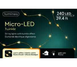 Guirlande de 240 lumières micro DEL 39,4' Blanc chaud avec fil Or