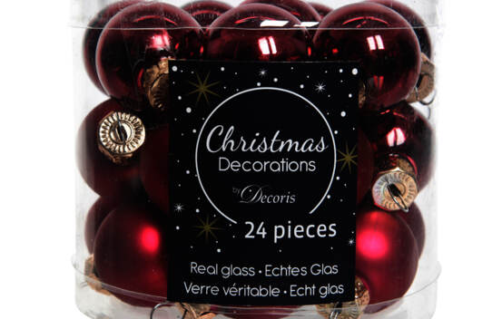 Boule en verre 2,5 cm (Brillant - Mat) (Paquet de 24) Bordeaux