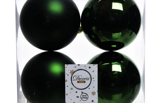 Boule en plastique 10 cm (Brillant - Mat) (Paquet de 4) Vert pin