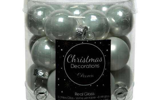 Boule en verre 2,5 cm (Brillant - Mat) (Paquet de 24) Blanc d'hiver