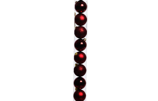 Boule en plastique 6 cm (Brillant - Mat - Paillettes) (Paquet de 10) Bordeaux