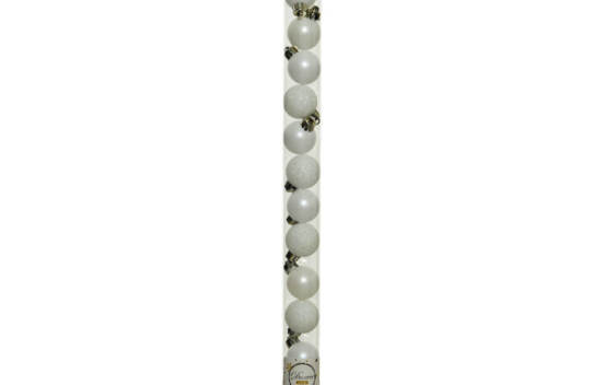 Boule en plastique 3 cm (Brillant - Mat - Paillettes) (Paquet de 14) Blanc d'hiver