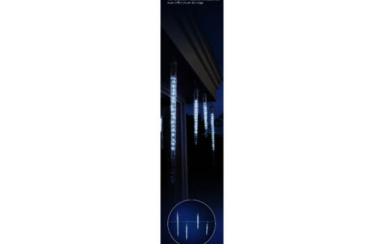 Lumi&egrave;res DEL Gla&ccedil;ons 76 lumi&egrave;res 8' Blanc froid avec fil clair (Paquet de 6 gla&ccedil;ons)