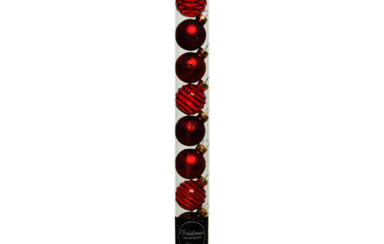 Boule en verre 3 cm (assortis) (Paquet de 9) Rouge