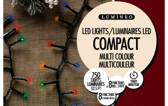 Lumi&egrave;res Ext&eacute;rieures DEL Riz 750 lumi&egrave;res (avec minuterie et 8 fonctions) 52,5' Multicolores