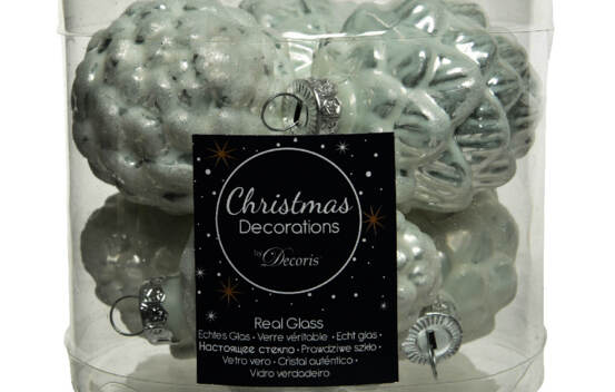 Boule de Pin en verre 5 cm X 7 cm (Brillant - Mat) (Paquet de 6) Blanc Hiver