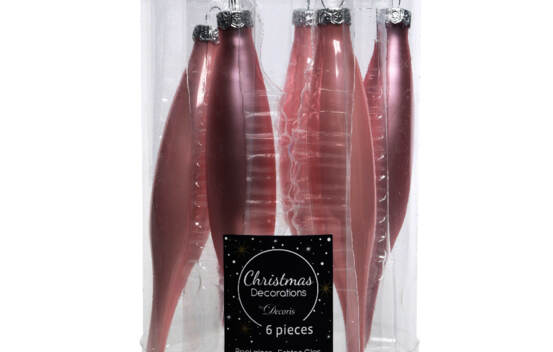 Stalactite en verre 15 cm (Brillant - Mat) (Paquet de 6) Rose poudre